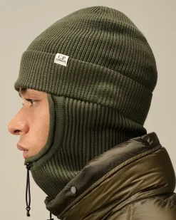 Hats<C.P. Company Re-Wool Beanie Balaclava Grape Leaf – Green