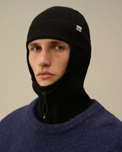 Hats<C.P. Company Re-Wool Beanie Balaclava Black