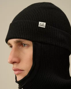 Hats<C.P. Company Re-Wool Beanie Balaclava Black