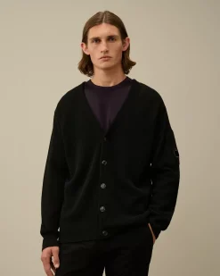 Jumpers<C.P. Company Re-Wool Buttoned Cardigan Black