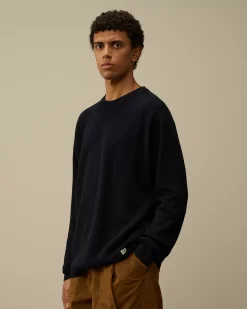 Jumpers<C.P. Company Re-Wool Crewneck Knit Total Eclipse – Blue