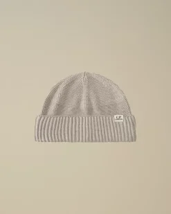 Hats<C.P. Company Re-Wool Fisherman Beanie Moon Melange – Grey