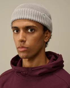 Hats<C.P. Company Re-Wool Fisherman Beanie Moon Melange – Grey