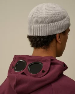 Hats<C.P. Company Re-Wool Fisherman Beanie Moon Melange – Grey