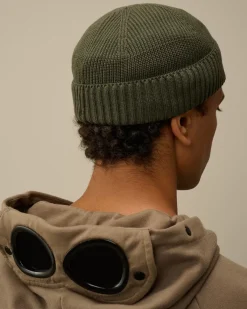 Hats<C.P. Company Re-Wool Fisherman Beanie Grape Leaf – Green