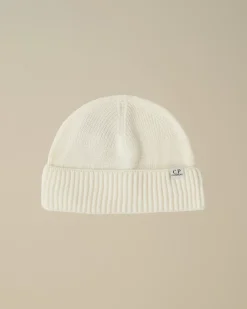 Hats<C.P. Company Re-Wool Fisherman Beanie Gauze White