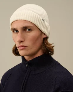 Hats<C.P. Company Re-Wool Fisherman Beanie Gauze White