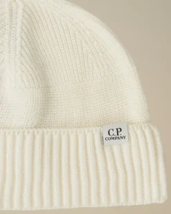 Hats<C.P. Company Re-Wool Fisherman Beanie Gauze White