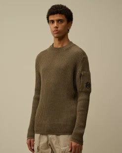 Jumpers<C.P. Company Re-Wool Funnel Neck Knit Walnut – Beige