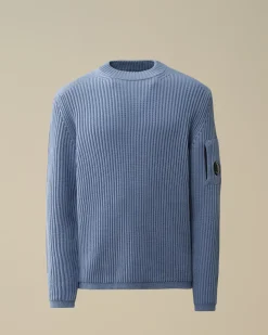 Jumpers<C.P. Company Re-Wool Funnel Neck Knit Flint Stone – Blue