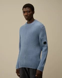 Jumpers<C.P. Company Re-Wool Funnel Neck Knit Flint Stone – Blue