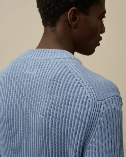 Jumpers<C.P. Company Re-Wool Funnel Neck Knit Flint Stone – Blue