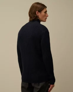 Jumpers<C.P. Company Re-Wool Half Zip Knit Total Eclipse – Blue