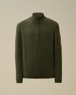 Jumpers<C.P. Company Re-Wool Half Zip Knit Grape Leaf – Green