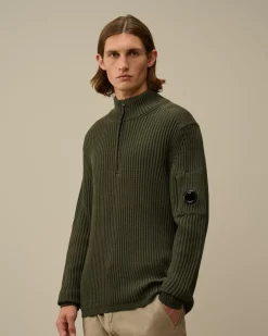 Jumpers<C.P. Company Re-Wool Half Zip Knit Grape Leaf – Green