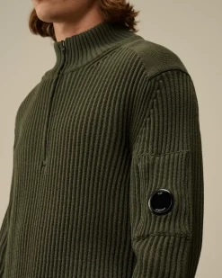 Jumpers<C.P. Company Re-Wool Half Zip Knit Grape Leaf – Green