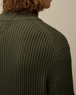 Jumpers<C.P. Company Re-Wool Half Zip Knit Grape Leaf – Green