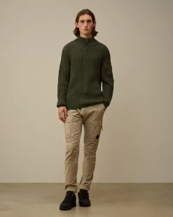 Jumpers<C.P. Company Re-Wool Half Zip Knit Grape Leaf – Green