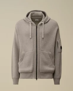 Jumpers<C.P. Company Re-Wool Hooded Zipped Knit Moon Melange – Grey