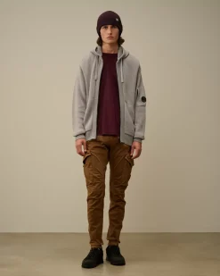 Jumpers<C.P. Company Re-Wool Hooded Zipped Knit Moon Melange – Grey