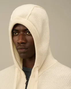 Jumpers<C.P. Company Re-Wool Hooded Zipped Knit Gauze White