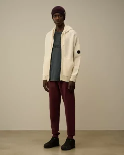 Jumpers<C.P. Company Re-Wool Hooded Zipped Knit Gauze White