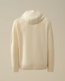 Jumpers<C.P. Company Re-Wool Hooded Zipped Knit Gauze White