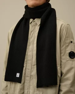 Other Accessories<C.P. Company Re-Wool Knit Scarf Black