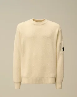 Jumpers<C.P. Company Re-Wool Lens Crewneck Knit Gauze White