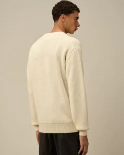 Jumpers<C.P. Company Re-Wool Lens Crewneck Knit Gauze White