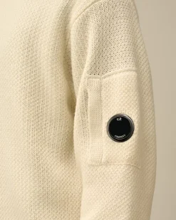 Jumpers<C.P. Company Re-Wool Lens Crewneck Knit Gauze White