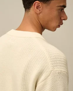 Jumpers<C.P. Company Re-Wool Lens Crewneck Knit Gauze White