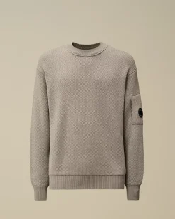 Jumpers<C.P. Company Re-Wool Lens Crewneck Knit Moon Melange – Grey