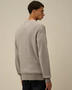 Jumpers<C.P. Company Re-Wool Lens Crewneck Knit Moon Melange – Grey