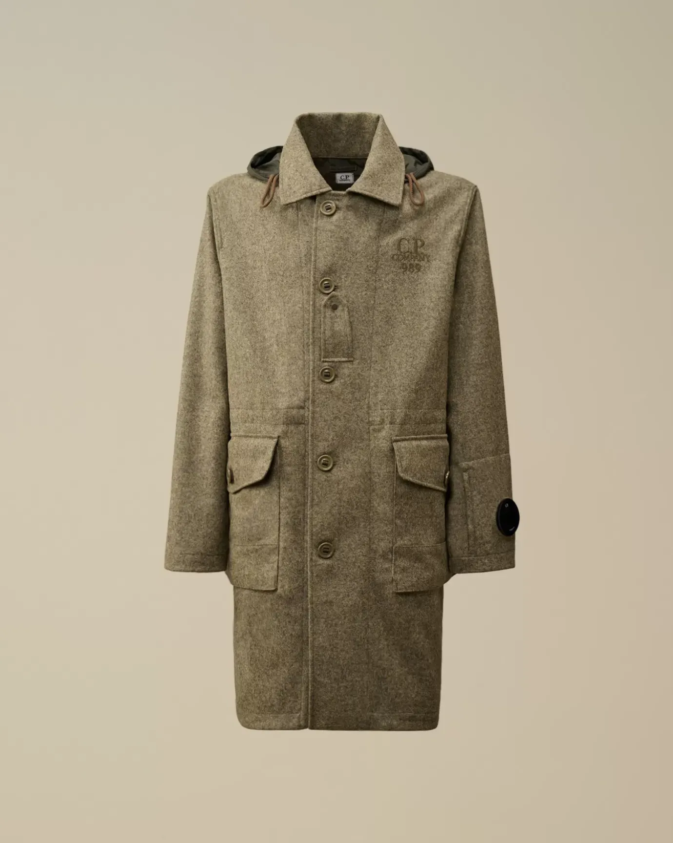 Jacket & Coats<C.P. Company Shetland Twill Hooded Car Coat Forest Melange – Grey