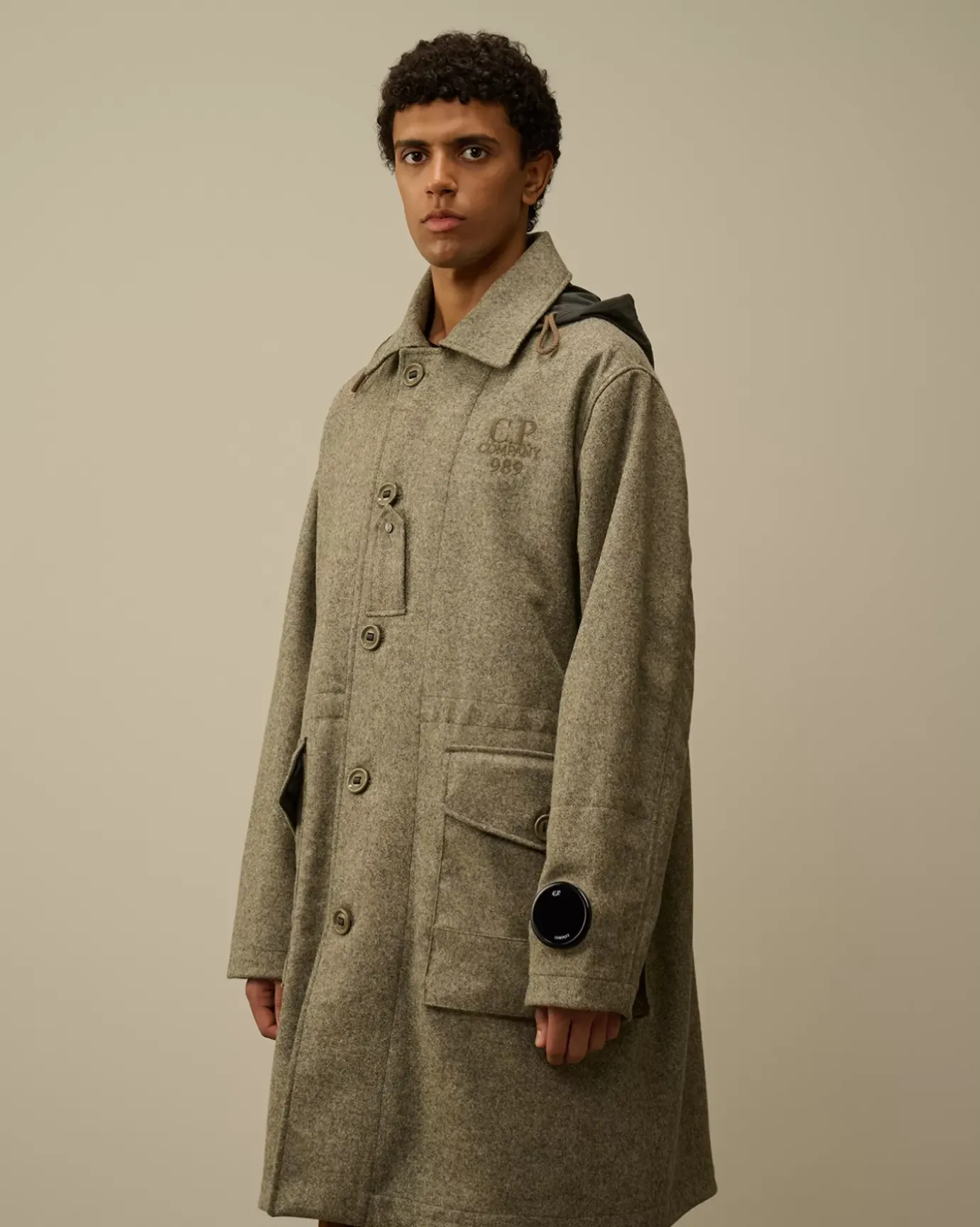 Jacket & Coats<C.P. Company Shetland Twill Hooded Car Coat Forest Melange – Grey