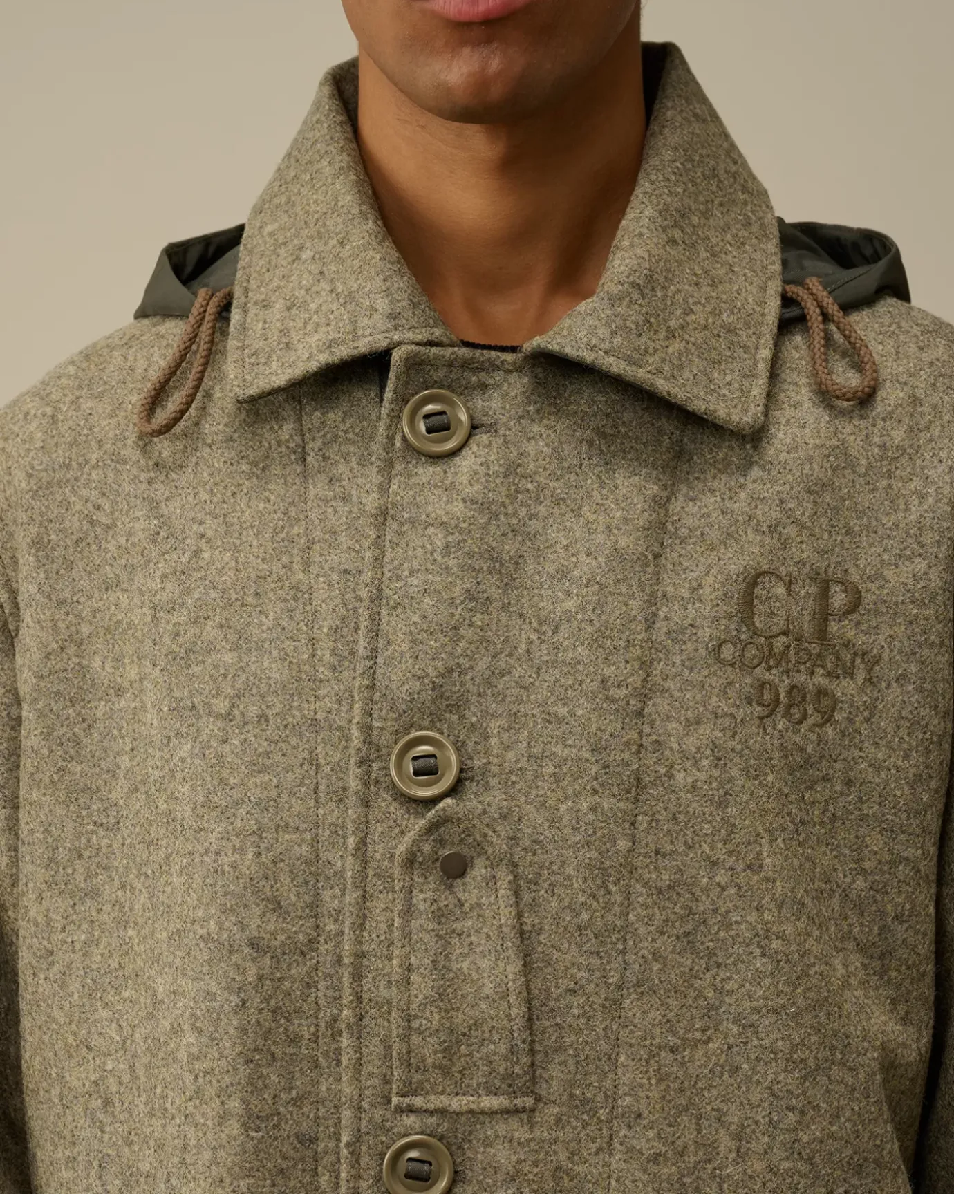 Jacket & Coats<C.P. Company Shetland Twill Hooded Car Coat Forest Melange – Grey