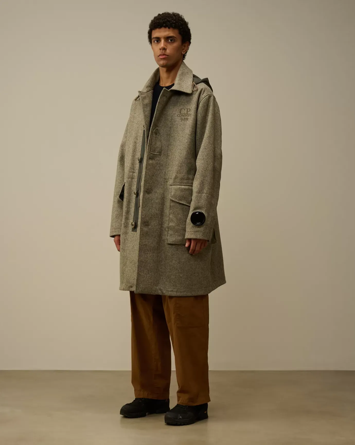 Jacket & Coats<C.P. Company Shetland Twill Hooded Car Coat Forest Melange – Grey