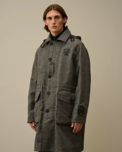 Jacket & Coats<C.P. Company Shetland Twill Hooded Car Coat Anthracite Melange – Grey