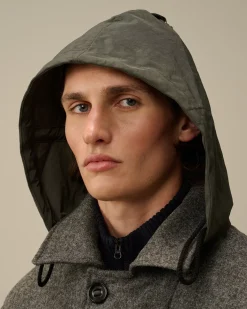 Jacket & Coats<C.P. Company Shetland Twill Hooded Car Coat Anthracite Melange – Grey
