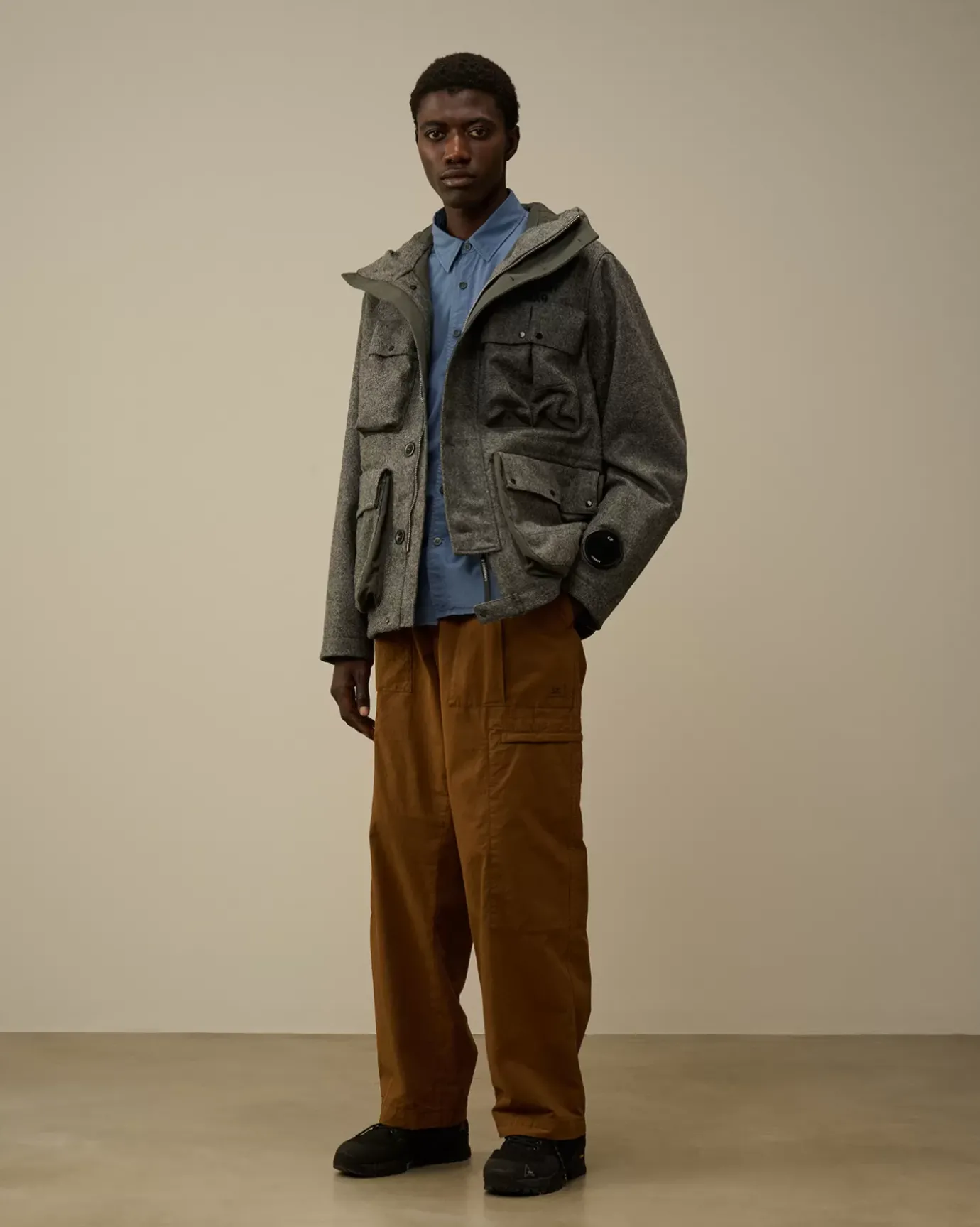 Jacket & Coats<C.P. Company Shetland Twill Mille Jacket Anthracite Melange – Grey