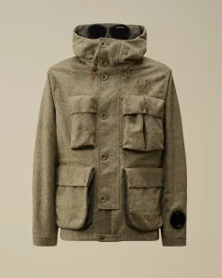 Jacket & Coats<C.P. Company Shetland Twill Mille Jacket Forest Melange – Grey