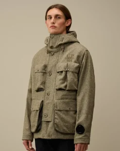 Jacket & Coats<C.P. Company Shetland Twill Mille Jacket Forest Melange – Grey