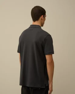 T-shirts & Polo<C.P. Company Stretch Piquet Logo Polo Black Sand