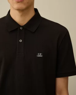 T-shirts & Polo<C.P. Company Stretch Piquet Logo Polo Black
