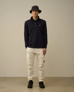 T-shirts & Polo<C.P. Company Stretch Piquet Longsleeve Logo Polo Black Sand