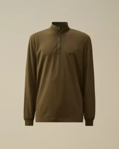 T-shirts & Polo<C.P. Company Stretch Piquet Longsleeve Zipped Polo Ivy Green