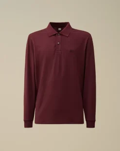 T-shirts & Polo<C.P. Company Stretch Piquet Longsleeve Logo Polo Potent Purple