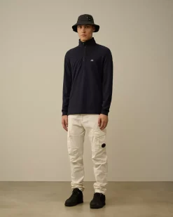 T-shirts & Polo<C.P. Company Stretch Piquet Longsleeve Zipped Polo Total Eclipse – Blue