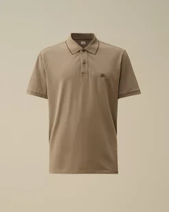T-shirts & Polo<C.P. Company Stretch Piquet Striped Collar Polo Walnut – Beige